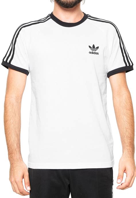 camiseta adidas originals 3 stripes branca/preta